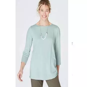 Modal Cotton Knitted Fashion Pullover Slim Looking Tops Shallow Lake Blue M