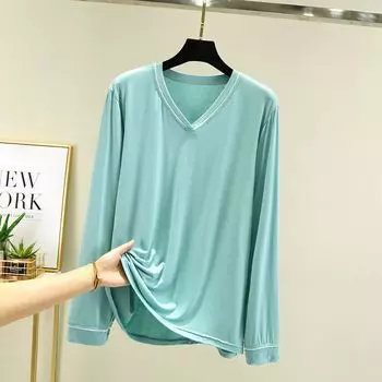 Модальная тонкая повседневная базовая рубашка с длинным рукавом Pea green M (recommended 40.00 kg-50.00 kg