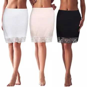 Модальное европейское и американское кружевное нижнее платье Black 5CM wide lace underskirt length 50CM XL
