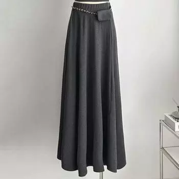 Модальное платье до щиколотки + короткая футболка Комплект из двух предметов Женский ультрадлинный костюм с юбкой выше колена в стиле «праздный» Dark gray Skirt(Single piece) XL