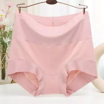 Модальные хлопковые трусики с высокой талией, женское нижнее белье больших размеров с широкими трусиками, треугольные трусики с краями L чёрный