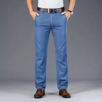 Модальные мужские тонкие джинсы свободного прямого кроя, повседневные брюки, деловые брюки 28