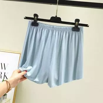 Модальные повседневные шорты женские летние тонкие домашние шорты для пижамы больших размеров свободные с высокой посадкой широкие штанины для йоги и спорта Light Blue XL (60.00 kg-70.00 kg recommended