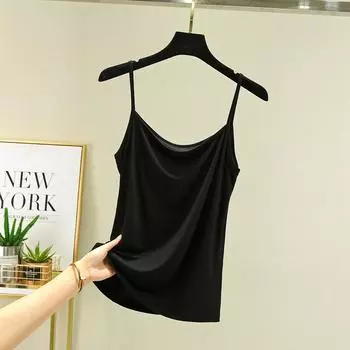 Модальные топы на тонких бретельках, базовая майка без рукавов, однотонная женская летняя майка, универсальная XL чёрный