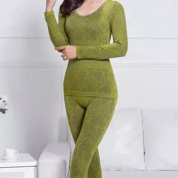 Модальные женские пижамы, топы + брюки, сексуальное тонкое зимнее теплое нижнее белье, женское нижнее белье one size красный