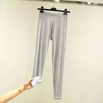 Модальный плюс размер Плюс размер Женские однотонные тонкие кальсоны Light gray 3XL (80.00 kg-90.00 kg recommended