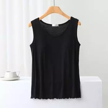 Модальный скотч для одежды Облегающий топ без рукавов на бретелях Black 3XL