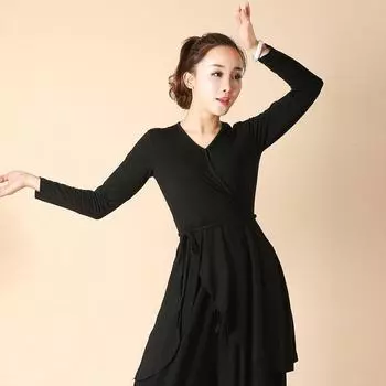 Модальный топ с V-образным вырезом, длинный, весенне-летняя одежда для йоги Black Long sleeves one-piece Tops XL