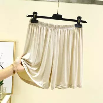 Modal Outwear High Waist Thin Bottoming Casual Shorts Beige White L (Recommendation 50.00 kg-60.00 kg