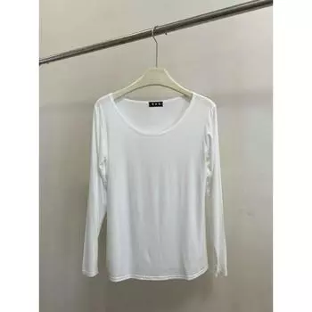 Modal round Neck Loose-Fitting Underwear Top Plus Size Long Sleeves T-shirt White (2135 models) Size M