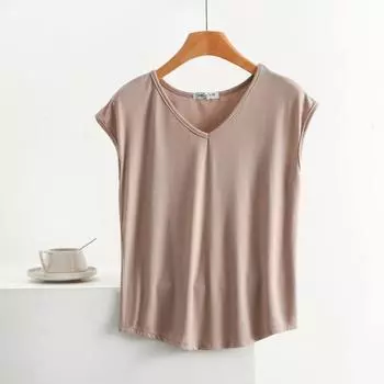 Modal Sleeveless Summer Thin Casual Vest T-shirt Light Khaki M(80-100)