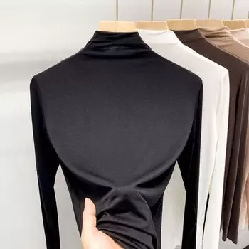 Modal Thin and All-Matching Long-Sleeved T-shirt Bottoming Shirt Black L (Recommendation 50.00 kg-60.00 kg