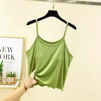 Modal Thin Sleeveless Top Casual Camisole Avocado green M (recommended 40.00 kg-50.00 kg