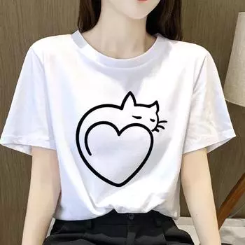 Модал Ткань Женская Печать Лето Новый Оттенок Мясо Сетка Красная Французская Футболка С Короткими Рукавами Женская Одежда Харадзюку Футболка Оверсайз 4XL