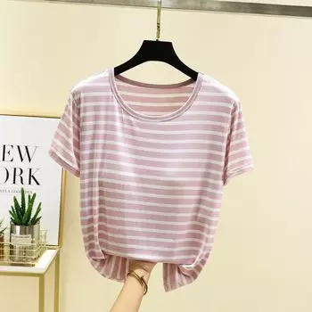 Modal Women s Summer Thin Casual Short-Sleeved T-shirt Pink 2XL (70.00 kg-85.00 kg recommended