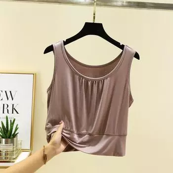 Modal Yoga Vest Women s Summer Loose Easiest for Match Short Slimming Tops Pure Color Plus Size Casual Sleeveless T-shirt Khaki L (Recommendation 40.00 kg-55.00 kg