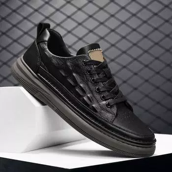 МодаМода Британский стиль Мужская черная повседневная обувь из натуральной кожи на шнуровке Мужская обувь Высококачественные мокасины мужская обувь Zapatos Hombre 38 чёрный