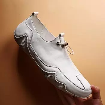 МодаМодная мужская обувьМокасиныОбувь для вожденияБотинки без застежекТуфли-лодочкиРучная работаМужская повседневная обувьЛоферы из натуральной кожи 6.5 чёрный