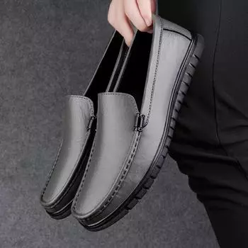 МодаМодные мужские повседневные туфли из натуральной кожи Роскошные мягкие мужские мокасины ручной работы Мокасины Простые мужские туфли-лодочки Обувь для вождения 37 чёрный