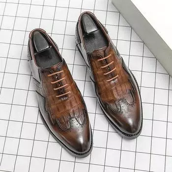 МодаМужская повседневная обувь из кожи с крокодиловым узором Мужская дизайнерская обувь в британском стиле Мокасины с эластичной резинкой Мужские кроссовки Лоферы Мужские 38 чёрный