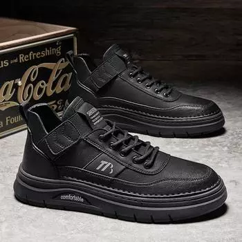 МодаМужская повседневная обувь мода дышащие кроссовки кожаные туфли британский стиль мужчины роскошные дизайнерские туфли-лодочки мужские Zapatos Hombre 7 чёрный
