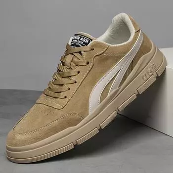 МодаНатуральная кожа Мужская обувь Ручной работы Дизайн Кроссовки Удобная повседневная обувь Уличная обувь Горячая Распродажа Обувь для скейтборда Прогулочная обувь 38 песочный