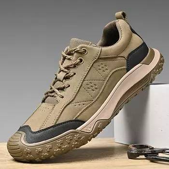 МодаНатуральная кожа Мужская походная обувь Противоскользящие уличные мужские кроссовки Скальные туфли Роскошная качественная мужская походная обувь Кроссовки для походов 38 серый