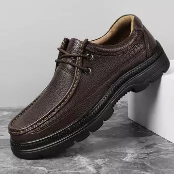 МодаНатуральная кожа Мужская повседневная обувь Универсальные мужские деловые оксфорды Классические мужские туфли для свадьбы Новые мужские удобные балетки 38