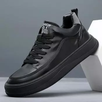 МодаНатуральная кожа Мужская вулканизированная обувь Модная мягкая мужская обувь для активного отдыха Универсальная мужская повседневная обувь Молодежные подростковые кроссовки для скейтборда 38