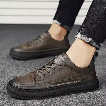 МодаНатуральная кожа мужские кроссовки Мужская повседневная мужская обувь теннисные туфли Роскошные кроссовки для тренировок Гонки Дышащие модные мокасины Кроссовки для бега 38 чёрный