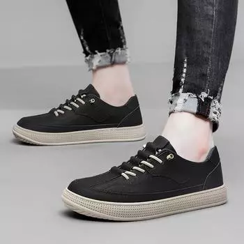 МодаНовые брендовые туфли для мужчин Трендовые повседневные туфли Кроссовки из лакированной кожи Новые уличные молодежные модные туфли для скейтбординга на плоской подошве 2024 37 бежевый