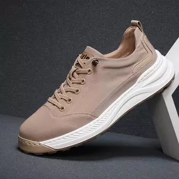 МодаНовый тренд Повседневная кожаная обувь Универсальные кроссовки для отдыха для мужчин Нескользящая обувь для треккинга Ультралегкая удобная мужская вулканизированная обувь 38 чёрный