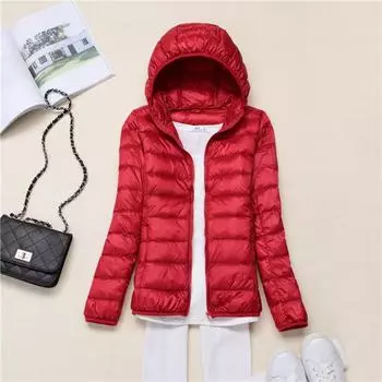 МОДАновый ультралегкий женский легкий и тонкий пуховик с капюшоном легкий и тонкий женский тонкий большой размер легкая куртка Одежда S розы красного