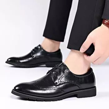 МодаОсень Бизнес Повседневные Одиночные Туфли Черные Деловые Туфли Рабочая Обувь Оптовая Торговля Повседневная Обувь Рабочая Одежда Туфли Лакированная Кожа 38 чёрный