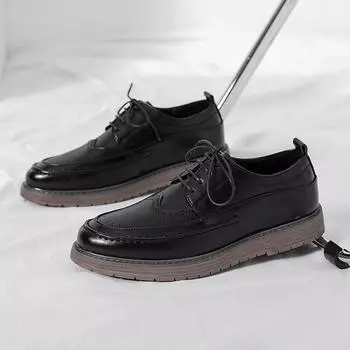 МодаОсеньЗимаНовые мужские туфли на толстой подошвеУниверсальная повседневная обувьОфисная деловая обувьКостюмная обувьМужская обувь из натуральной кожи 38 чёрный