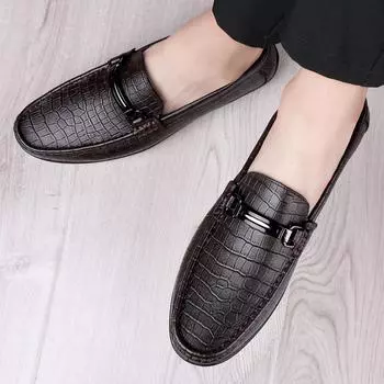 МодаВысококачественная натуральная кожа 2024 Весна и осень Мужская обувь Ручной работы Натуральная коровья кожа Мужские лоферы Брендовая мужская повседневная обувь 37 чёрный