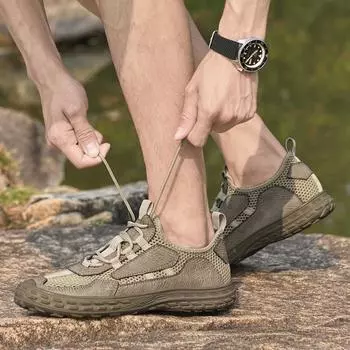 МодаВысококачественные и модные летние дышащие сетчатые кроссовки Fly Woven для новых мужских износостойких альпинистских кроссовок на открытом воздухе 38 серый