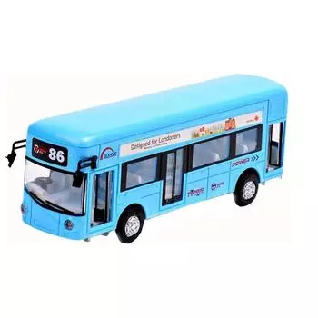 Модель 1/50 из сплава, лондонский автобус 86, игрушечный литой автомобиль с откидной спинкой и открывающейся дверью, роскошный длинный автобус со светом и звуком 1/50-Size:16.5*7*4cm синий