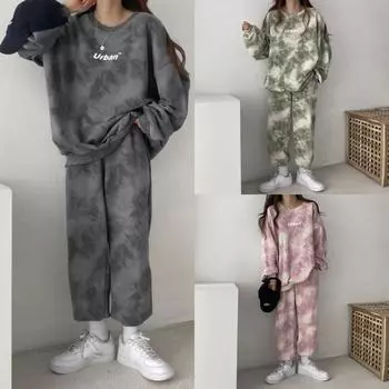 Модель 2024 Весна Осень Зима Оверсайз Повседневная Спортивная Женская Двухсекционная Толстовка Костюм Плюшевая Толстовка 3XL зелёный