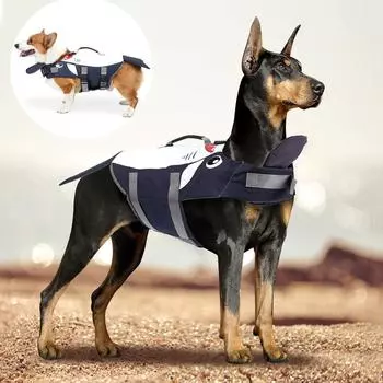 Модель акулы, спасательный жилет для собаки, жилет для плавания, регулируемая плавучесть, помощь для домашних животных S