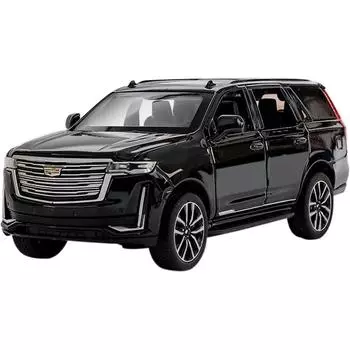 Модель автомобиля 1/32 для внедорожника Cadillac Escalade, литой игрушечный автомобиль со звуком и светом, инерционный механизм, многоцветный 1/32-Size:16*7.5*6cm чёрный