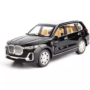 Модель автомобиля BMW X7 1/24, литые под давлением игрушечные машинки из цинкового сплава, игрушечный автомобиль с откатным механизмом со звуком и светом для подарков для детей и коллекционных предметов для мальчиков 1:24-size: 20.5*8*7cm чёрный