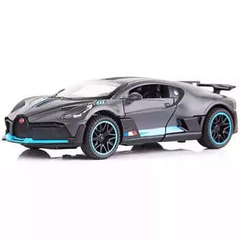 Модель автомобиля Bugatti Divo в масштабе 1/32, игрушечная литая машина из цинкового сплава, транспортные средства со звуком и светом, игрушки для детей, подарки для мальчиков и девочек 14.5x7x4.5cm серый
