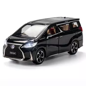 Модель автомобиля из сплава Lexus LM300 в масштабе 1/24, металлическая коллекционная игрушечная машина с откидным механизмом и светом и звуком, дверь игрушечного автомобиля можно открыть 1/24- 20.5x9x7.5cm чёрный