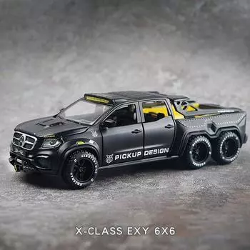 Модель автомобиля из сплава XCLASS EXY 6X6 Пикап 1/28, металлическая игрушечная машина со звуком, светом, модель с откатом, игрушки для мальчиков, легкие игрушки