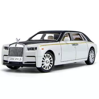 Модель автомобиля Rolls-Royce Phantom из легкого сплава в масштабе 1/24 со звуком, светом и крышей в виде звездного неба для детской коллекции и украшения.