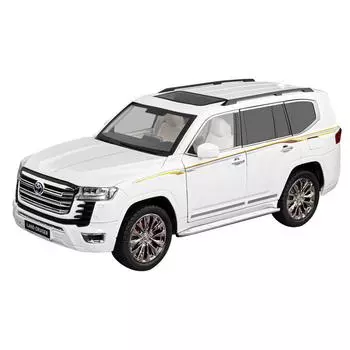 Модель автомобиля Toyota Land Cruiser Alloy в масштабе 1/18, детская игрушка с аутентичными звуками и огнями, коллекционная модель премиум-класса для автолюбителей чёрный