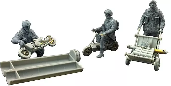 Модель Bronco Британские воздушно-десантные войска B Set 3 Солдаты Воздушно-десантные велосипедные тележки для перевозки багажа Пластиковая модель 1/35 + &