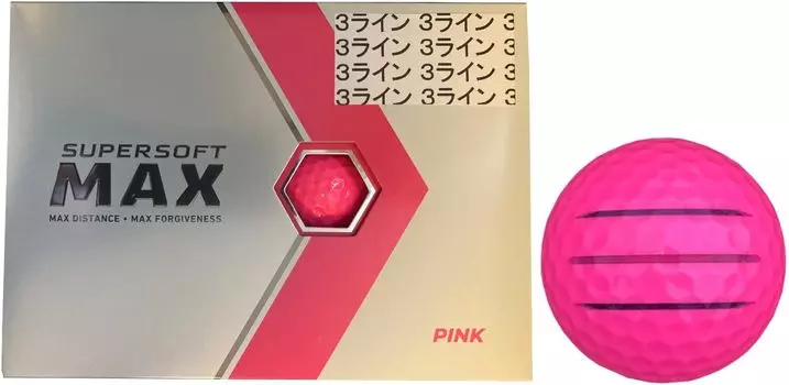 Модель Callaway SUPERSOFT MAX 2023 с линией 1 [Hapiraki_Golf Line] (розовая дюжина_3 строки) белый