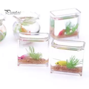 Модель чаши с золотой рыбкой, реалистичный декоративный орнамент, миниатюрный стеклянный аквариум для кукольного домика, реквизит для фотосессии, миниатюрные сцены оранжевый